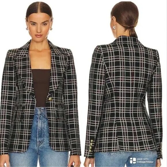smythe hutton blazer black plaid US2 - Picture 1 of 9